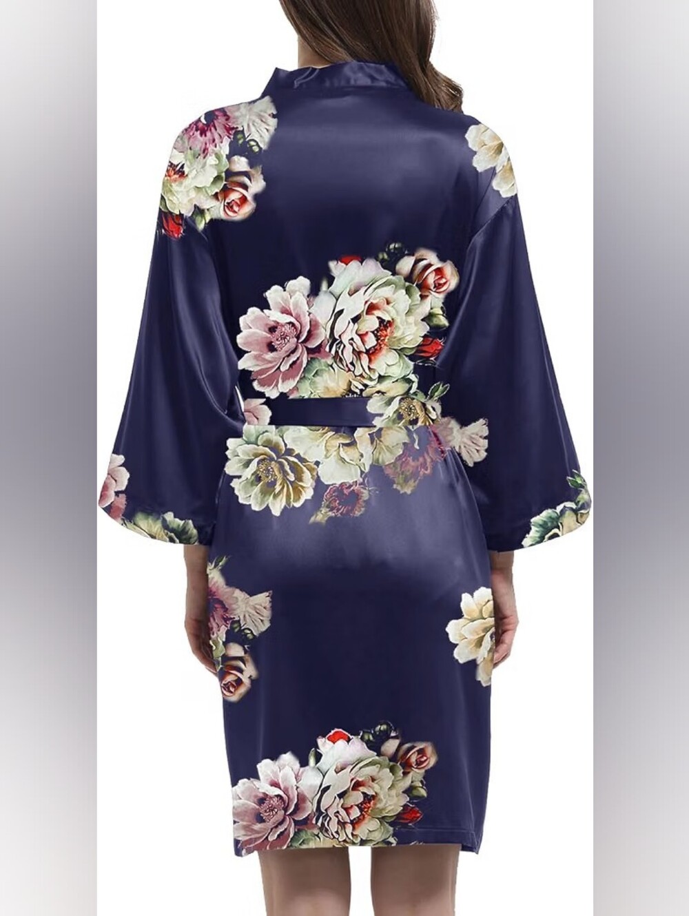 Satin Kimono Robe Silk Robe - Picture 2 of 2
